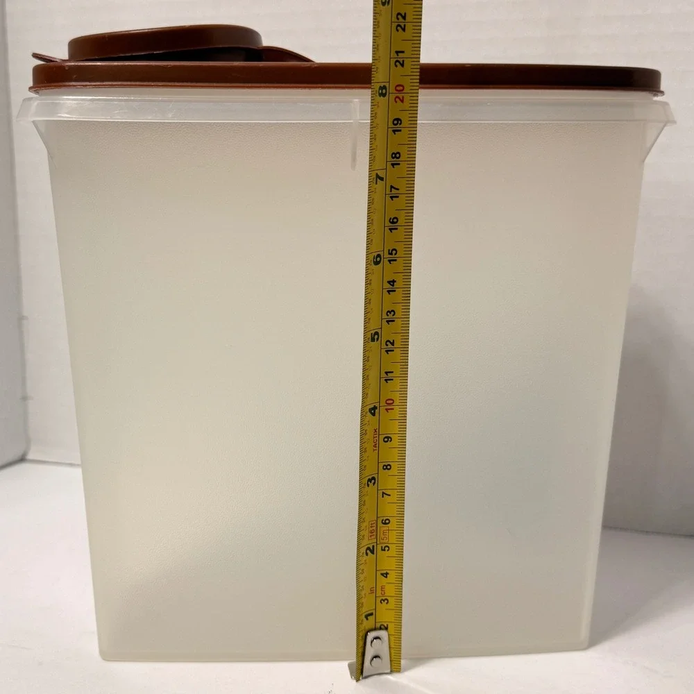 Vintage Tupperware Modular Mate Super Oval 4 Clear Brown Flip Top Lid 1614 USA *